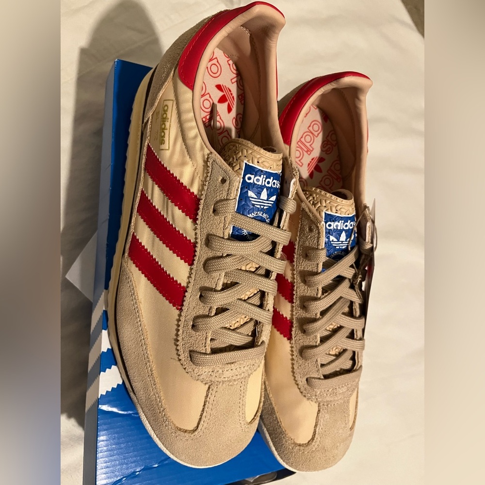 Adidas Men's Beige and Red Sneakers